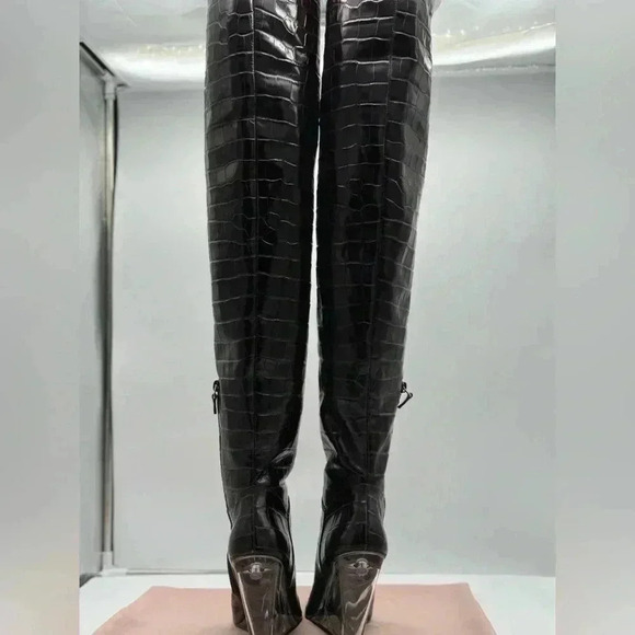 LUCITE 100 WEDGE BOOT Croc Print Brand New Size 7 - Picture 8 of 17